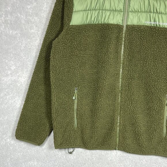 Vineyard Vines Sherpa Jacket Men’s Medium Green Full ZIP Lined - Picture 4 of 11